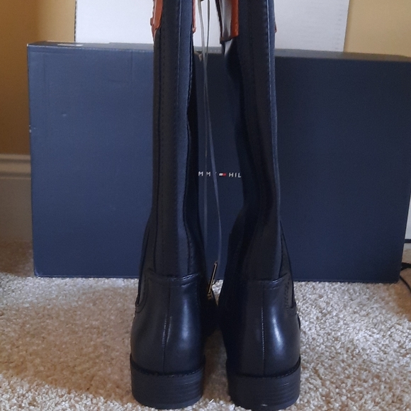 Tommy Hilfiger Black and Brown Diwan Riding Boots - Picture 3 of 7